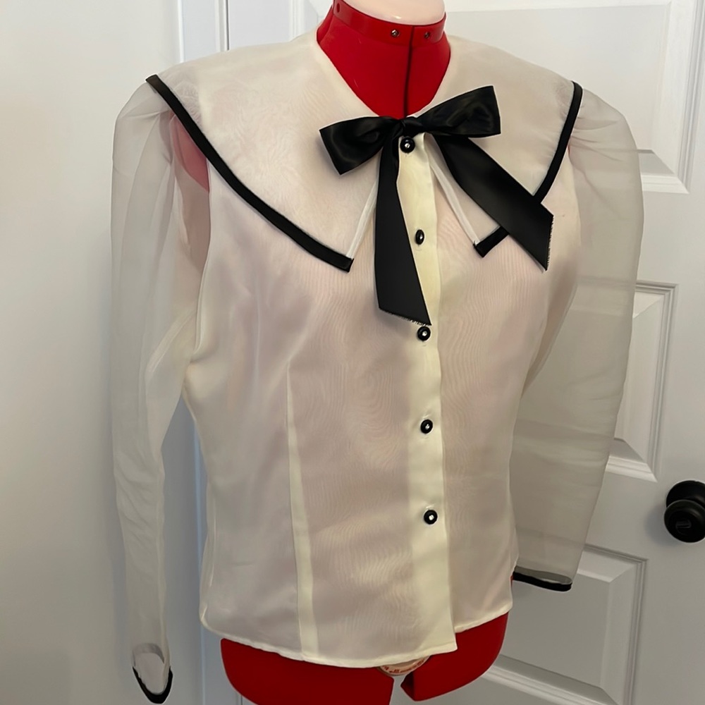 VTG 1990 Farouche by Lori Weidner Sheer Party Blouse Semi Fitted Size 11